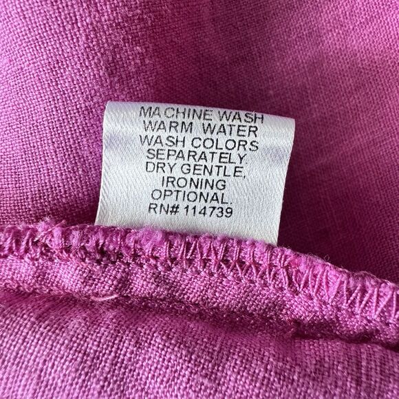 🩷FLAX Shirt Dress 100% LINEN Bubble Gum Pink Breathable Summer Cute Lightwt Sz S - Picture 12 of 16